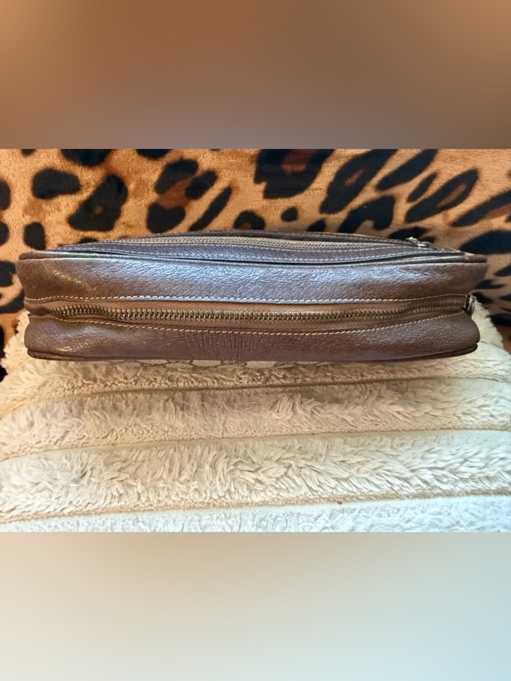 Gucci Beige and Brown Monogram Clutch Wristlet - Picture 3 of 7